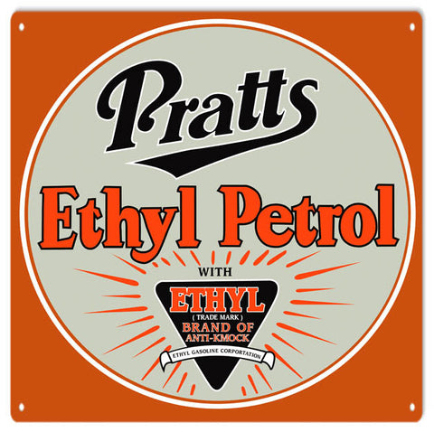 Pratts Ethyl Petro Gasoline Metal Sign