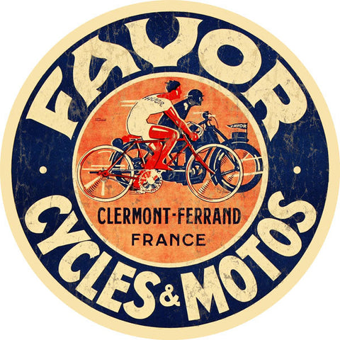 Vintage Round Favor Cycle s Metal Sign
