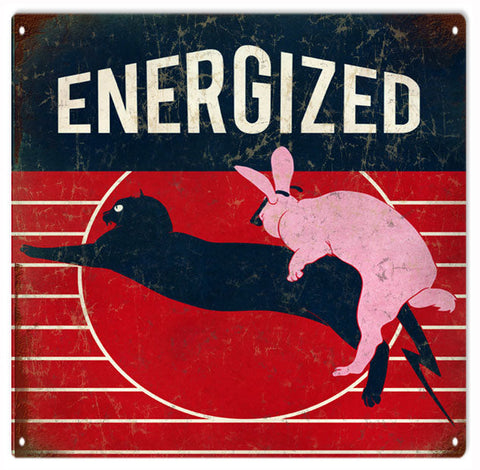 Vintage Energized Bunny Metal Sign