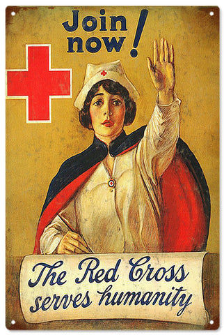 Vintage Red Cross Medical Metal Sign