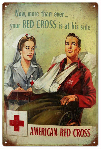 Vintage American Red Cross Metal Sign