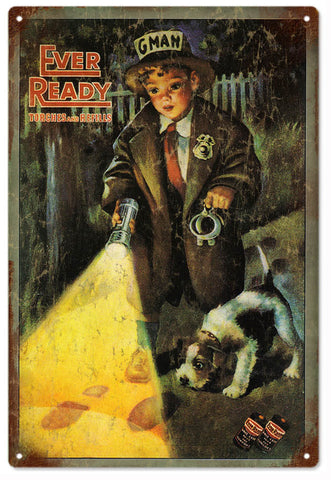 Vintage Ever Ready Battery Metal Sign