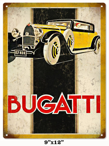 Vintage Bugatti Automobile Metal Sign