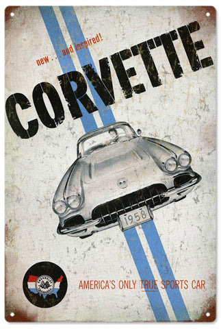 Vintage Corvette Metal Sign