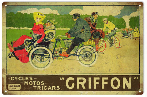 Vintage Griffon Bicycle Metal Sign