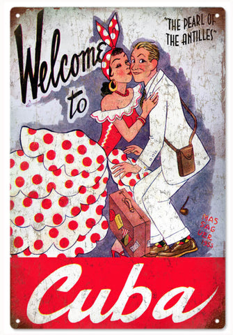 Vintage Welcome To Cuba Metal Sign