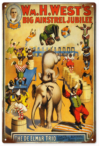 Vintage WM.H.West Circus Metal Sign