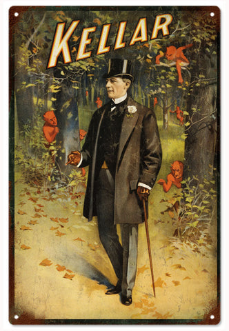 Vintage Kellar Magician Metal Sign