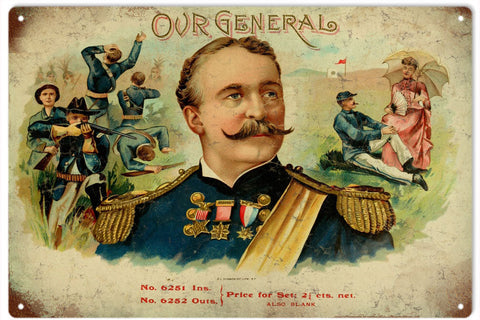 Vintage Our General Cigar Metal Sign