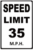 Speed Limit 35 MPH Metal Sign