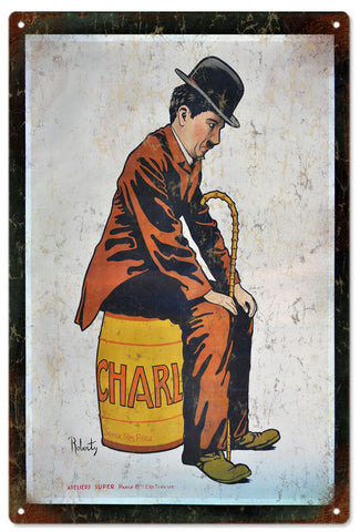 Old Vintage Charley Chaplin Metal Sign