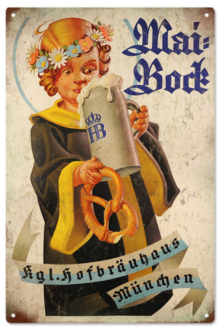 Vintage Hofbrauhaus Beer Metal Sign
