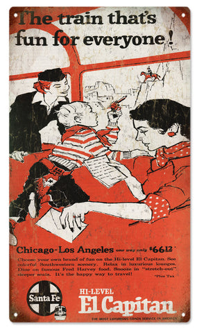 Vintage Santa Fe Train Metal Sign