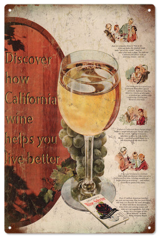Vintage Wine Selectors California Wine Metal Sign