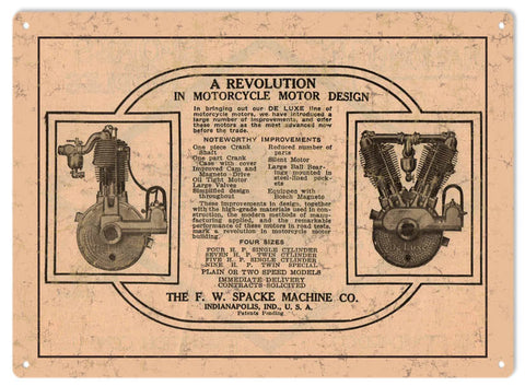 Vintage F.W. Spacke Motorcycle Motor Metal Sign