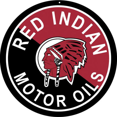 Red Indian Motor Oil Metal Sign