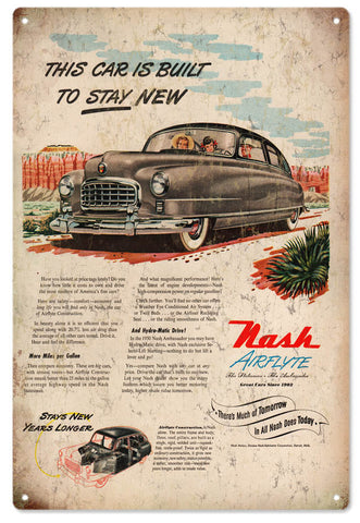 Vintage Nash Airflyte Automobile Metal Sign