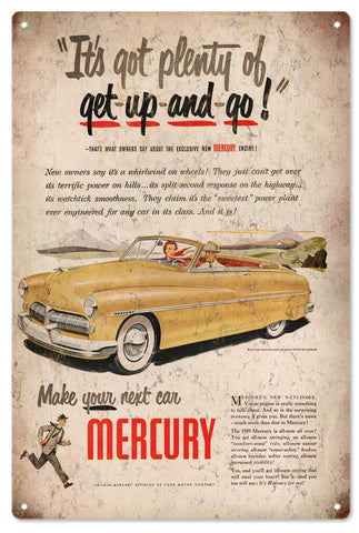 Vintage Mercury Automobile Metal Sign