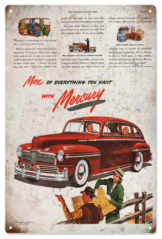 Vintage Mercury Automobile Metal Sign