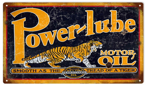 Vintage Power Lube Motor Oil Metal Sign