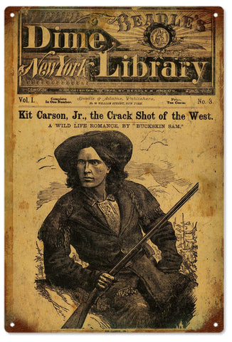 Vintage Kit Carson Jr. Romance Novel Metal Sign