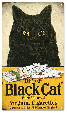 Vintage Black Cat Cigarette Metal Sign