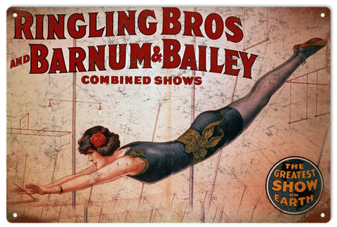 Vintage Ringling Bros Combined Show Circus Metal Sign