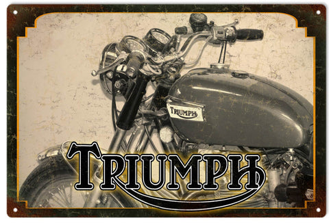 Vintage Triumph Motorcycle Metal Sign