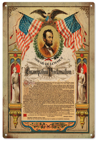 Vintage Abraham Lincoln Emancipation Proclamation Metal Sign