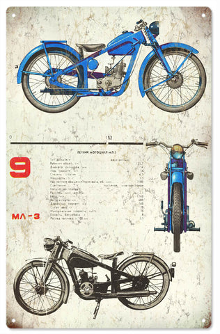 Vintage MotorCycle Metal Sign