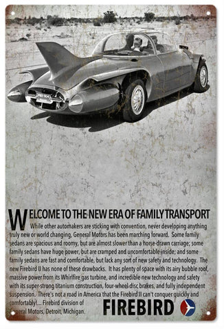 Vintage Old Firebird Automobile Metal Sign