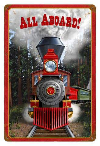 RR-118 All Aboard Vintage Metal Sign