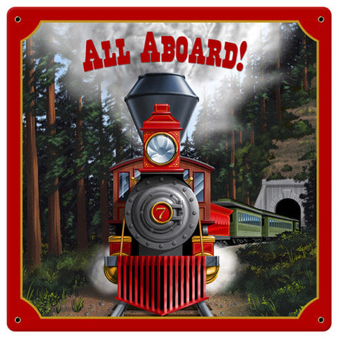 RR-119 All Aboard Vintage Metal Sign