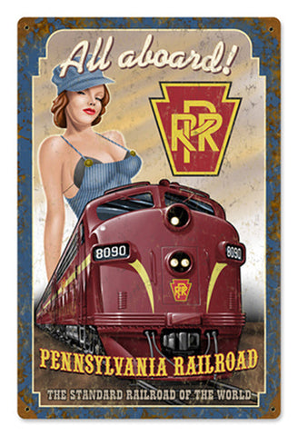 RR-11VS RPR ALL ABOARD Vintage Railroad Metal Sign