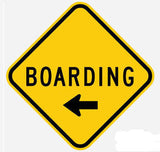 RR-6 Boarding- To Left Railroad Metal Sign