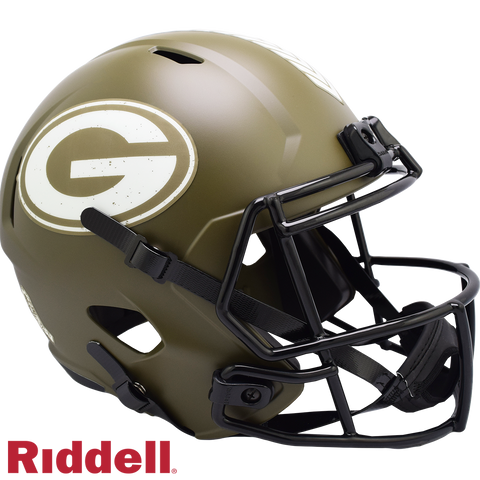 Green Bay Packers Helmet Riddell Replica Full Size Speed Style Salute To Service 2022
