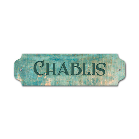 Chablis Metal Sign Wall Decor 12 x 3