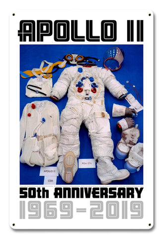 Apollo 11 50th Anniversary EVA Spacesuit Space Suit White Metal Sign Vintage Sign Metal Sign