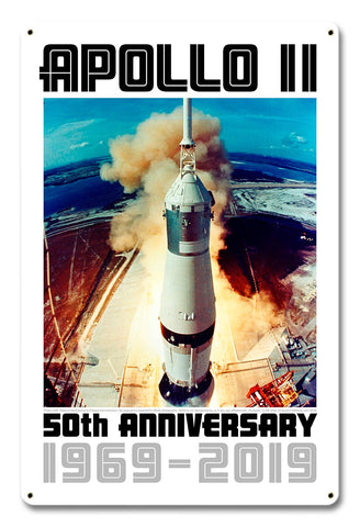Apollo 11 50th Anniversary Launch on Pad 39A White Metal Sign Vintage Sign Metal Sign
