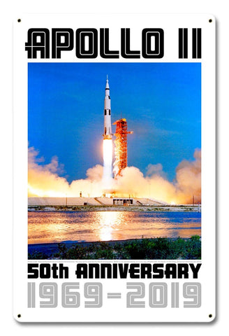 Apollo 11 50th Anniversary Liftoff on Pad 39A White Metal Sign Vintage Sign Metal Sign