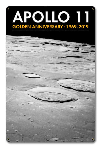 Apollo 11 50th Anniversary Craters on the Lunar Surface Black Metal Sign Vintage Sign Metal Sign