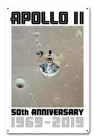 Apollo 11 50th Anniversary CSM Columbia in Lunar Orbit White Metal Sign Vintage Sign Metal Sign