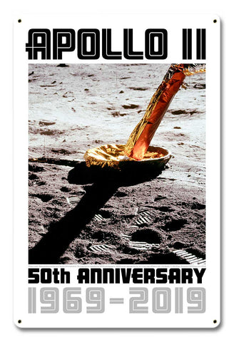 Apollo 11 50th Anniversary Lunar Module Strut and Footpad White Metal Sign Vintage Sign Metal Sign