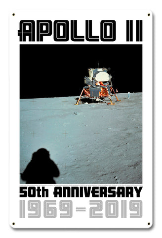 Apollo 11 50th Anniversary Lunar Module on the Moon White Metal Sign Vintage Sign Metal Sign