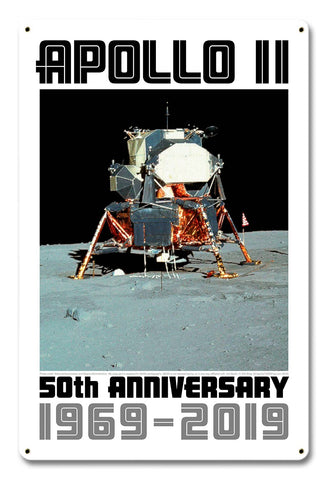 Apollo 11 50th Anniversary Eagle LM LEM Lunar Module White Metal Sign Vintage Sign Metal Sign