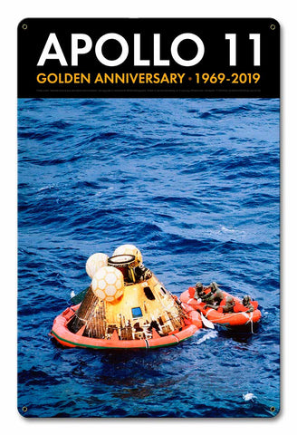 Apollo 11 50th Anniversary Splashdown in the Pacific Black Metal Sign Vintage Sign Metal Sign