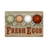 Fresh Eggs Metal Sign