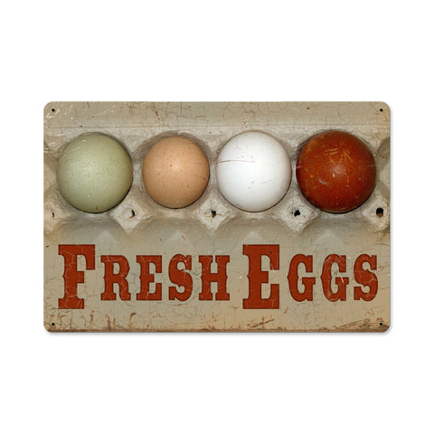 Fresh Eggs Metal Sign