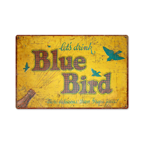 Blue Bird Drink Metal Sign