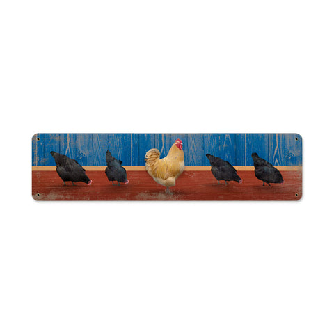 Five Chickens Vintage Sign Metal Sign